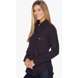 Filson Womens Moleskin Shirt Size L Navy Blue Cotton Button Up Long‎ Sleeve